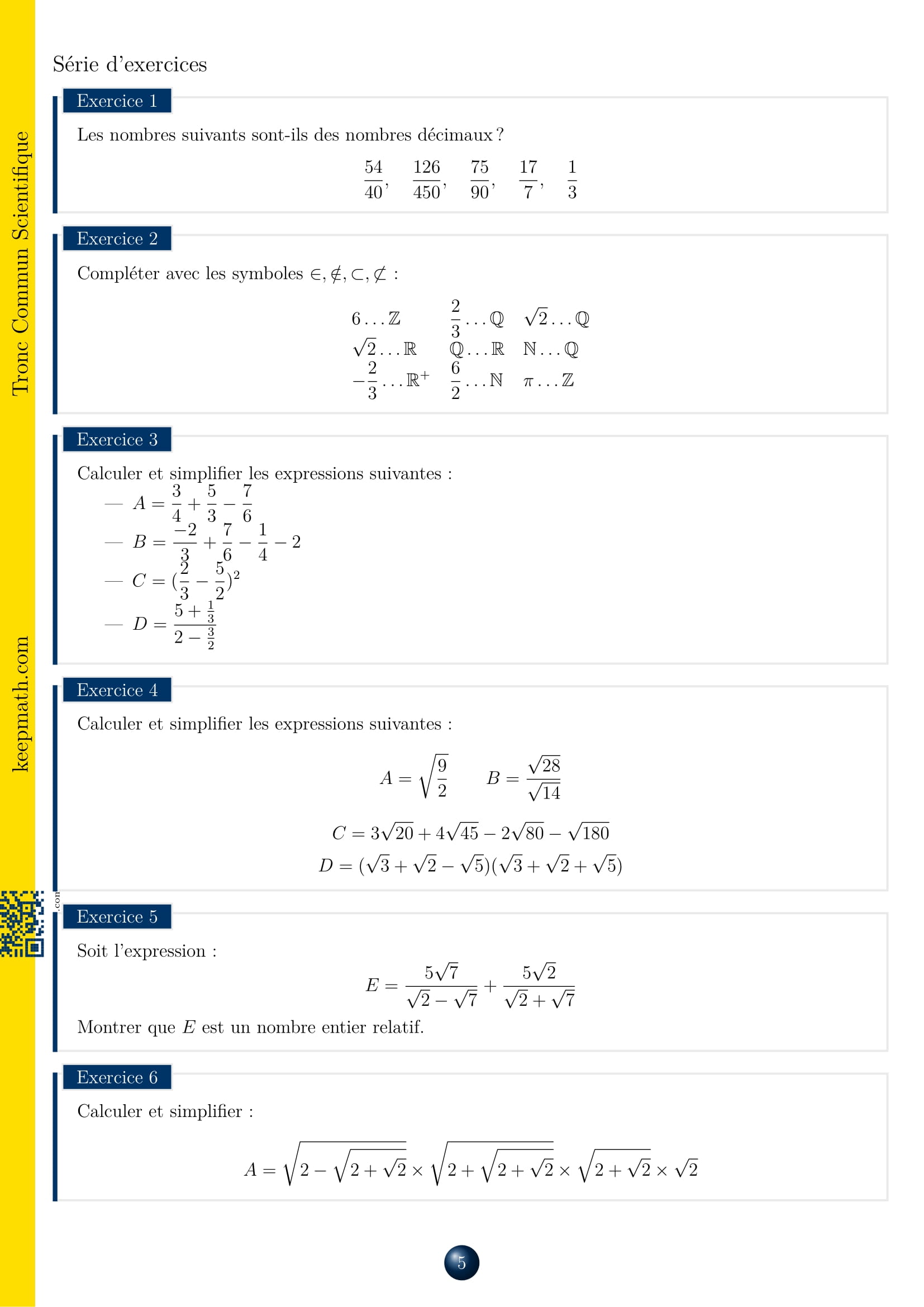 Livre de mathématiques Tronc Commun : Résumés de Cours et Exercices Corrigés – Image 5